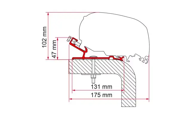 Adapter Hymer-hez, Fiamma F80/F65 árnyékolókhoz hossz 490 cm